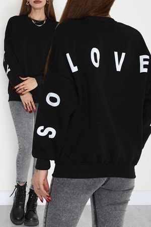 3 İplik Şardonlu Oversize Sweat Siyah - 50918.1878.