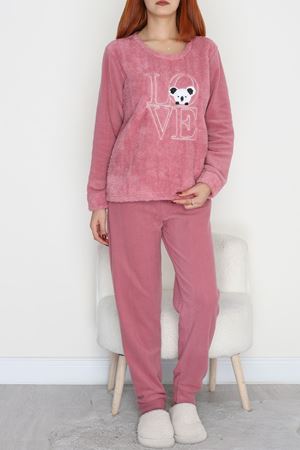 Peluş Polar Pijama Takımı Pudrabeyaz - 50767.1961.
