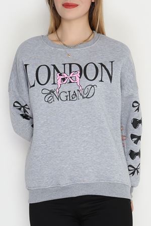 3 İplik Şardonlu Oversize Sweat Gri - 50919.1878.