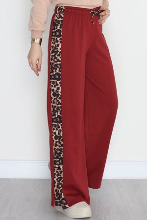 Yırtmaçlı Şeritli 2 İplik Eşofman Altı Bordo - 40022.1857.