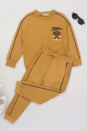6-9 Yaş Şardonlu Yumoş Kumaş Takım Camel - 2264060.1576.