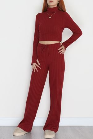 Dik Yaka Likralı Raporlu İnterlok Takım Bordo - 90972.1748.