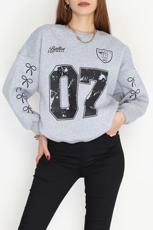 3 İplik Şardonlu Oversize Sweat Gri - 50920.1878.