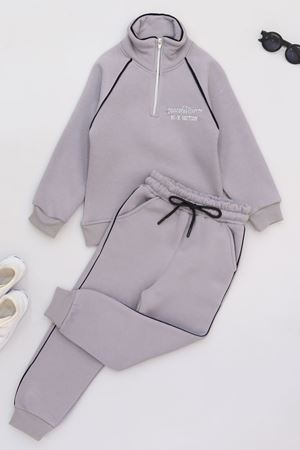 5-12 Yaş 3 İplik Şardonlu Biyeli Takım Dumangri - 60200.1867.