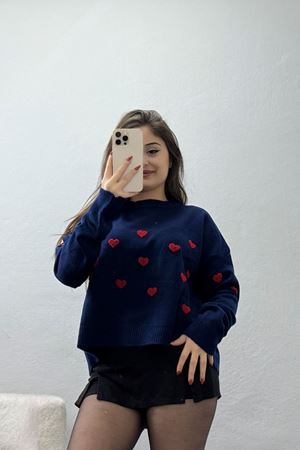 Kalp Detaylı Triko Lacivert - 2337.1765.
