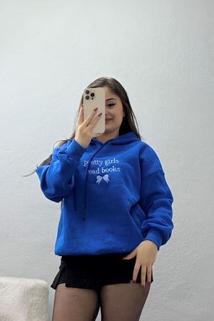 3 İplik Kapşonlu Nakışlı Sweat Saksbebemavi - 42228.1878.