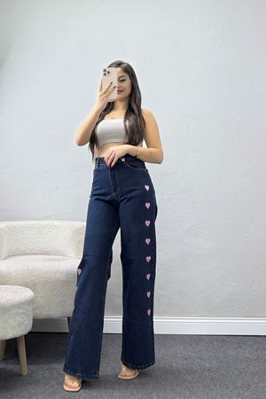 Nakışlı Palazzo Kot Pantolon Lacivert - 31324.2001.