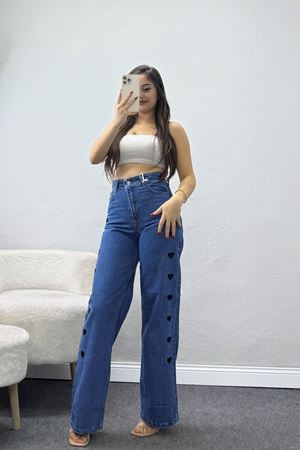 Nakışlı Palazzo Kot Pantolon Mavi - 31324.2001.