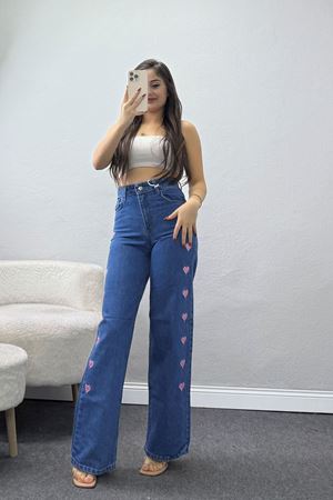 Nakışlı Palazzo Kot Pantolon Mavi1 - 31324.2001.