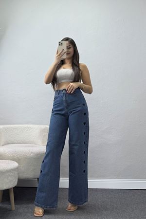 Nakışlı Palazzo Kot Pantolon Mavi2 - 31324.2001.