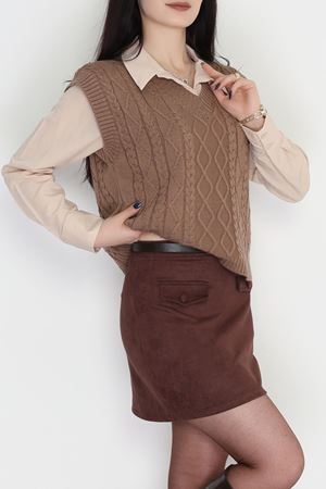 V Yaka Süveter  Mocha - 4049.1577.