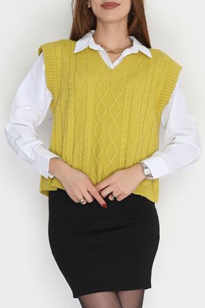 V Yaka Süveter  Yağyeşili - 4049.1577.