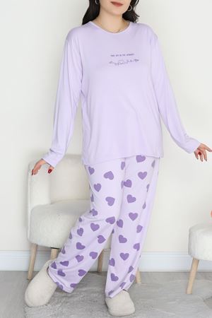 Şardonlu Milan Büyük Beden Pijama Takımı Lilakalp - 665.1287.