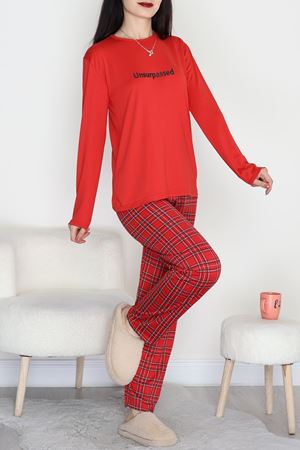 Baskılı Uzun Kol Takım Kırmızısiyah - 664.1287.