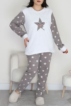 Büyük Beden Polar Pijama Takımı Dumangri - 50768.1961.