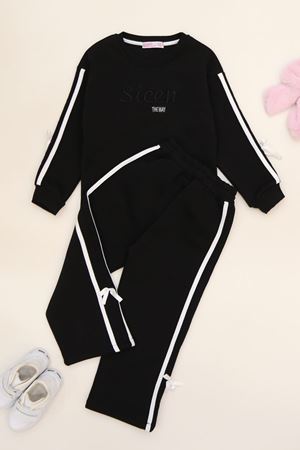 5-12 Yaş 3 İplik Şardonlu Fiyonklu Takım Siyah - 60335.1867.