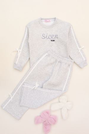 5-12 Yaş 3 İplik Şardonlu Fiyonklu Takım Gri - 60335.1867.