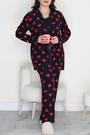 Baskılı Süet Battal 3'Lü Takım Lacikırmızı - 781.1287.