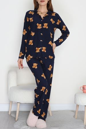 Düğmeli Süet Pijama Takımı Laciayı - 450.1287.