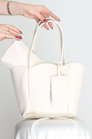 Makyaj Çantalı Ve Cüzdanlı Omuz Çantası Krem - 31397.2063.