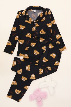 3-14 Yaş Baskılı Süet Çocuk Takım Siyahkahve - 480.1287.