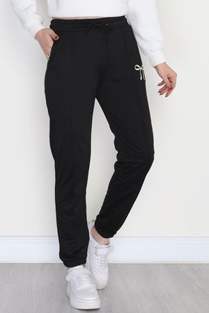 Baskılı Paça Lastik Eşofman Altı Siyahsarı - 41316.1431.