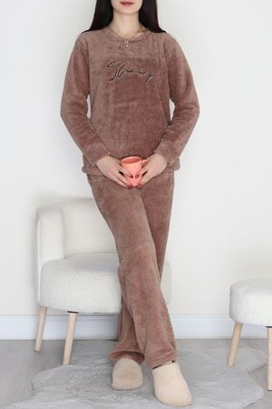 Peluş Polar Pijama Takımı Kahve1 - 50767.1961.