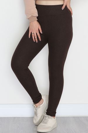 Yüksek Bel Raporlu Kumaş Tayt Acıkahve - 52000.1567.