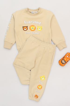 2-5 Yaş Şardonlu Yumoş Kumaş Takım Bej - 1264029.1576.