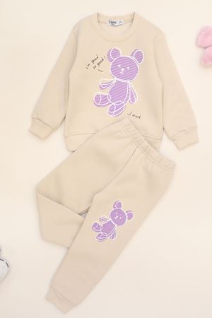3-7 Yaş 3 İplik Şardonlu İkili Takım Bej - 50900.1867.