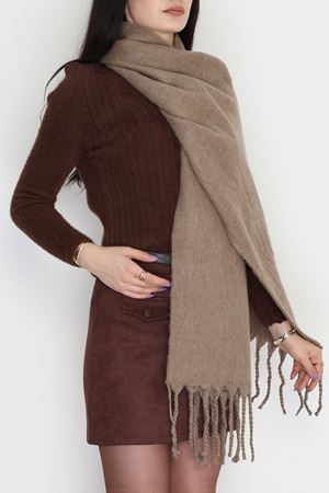 Saçaklı Düz Şal Sütlükahve - 70865.1736.