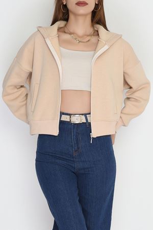3 İplik Kompakt Oversize Fleto Cepli Sweat Bej - 42506.1878.