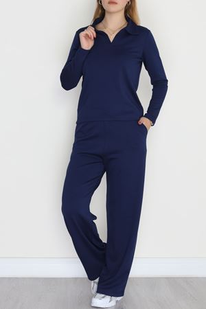 Modal Kumaş Polo Yaka Takım Lacivert - 51032.1254.