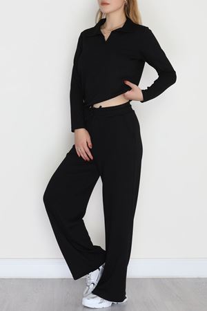 Modal Kumaş Polo Yaka Takım Siyah - 51032.1254.