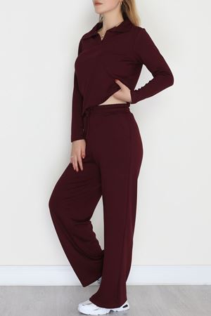 Modal Kumaş Polo Yaka Takım Mürdüm - 51032.1254.