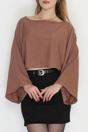 İthal Krep Yarasa Kol Bluz Açıkkahve - 70868.148.