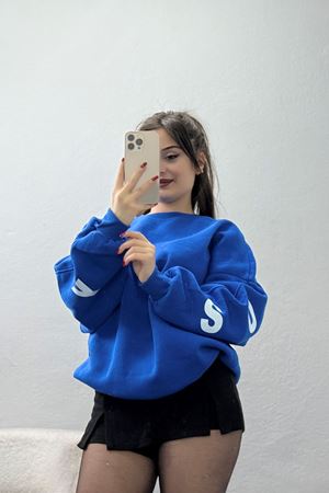 3 İplik Şardonlu Oversize Sweat Saks - 50918.1878.