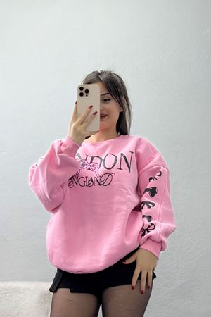 3 İplik Şardonlu Oversize Sweat Açıkpembe - 50919.1878.