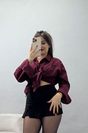 Çift Düğme Manşetli Terikoton Bordo - 90157.1949.