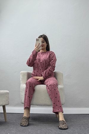 Alt Üst Aynı Pijama Takımı Gülkurusu - 50722.1961.