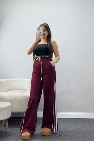 Fermuarlı 2 İplik Eşofman Altı Bordo - 50741.1005.