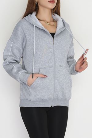 3 İplik Kompakt Oversize Biyeli Sweat Gri - 42503.1878.