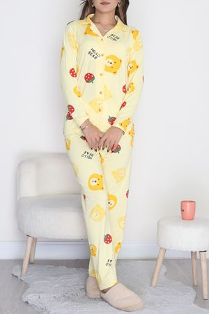 Soft Milan Düğmeli Pijama Takımı Sarıçilek - 7511.1287.