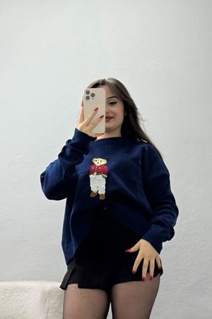 Ayıcık Nakışlı Triko Lacivert - 2340.1765.