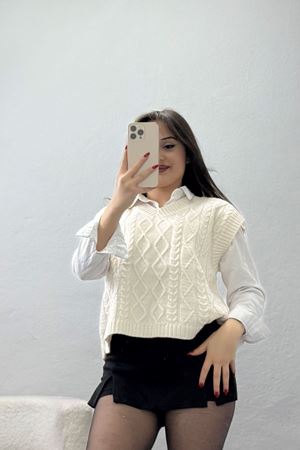 V Yaka Süveter  Latte - 4049.1577.