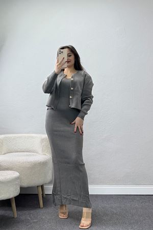 Elbise Ceket Triko Takım Füme - 3064.1577.