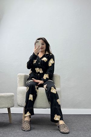 Soft Milan Düğmeli Pijama Takımı Siyahayı - 7511.1287.