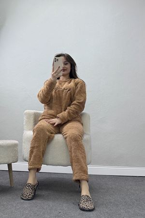Peluş Polar Pijama Takımı Sütlükahve - 50767.1961.