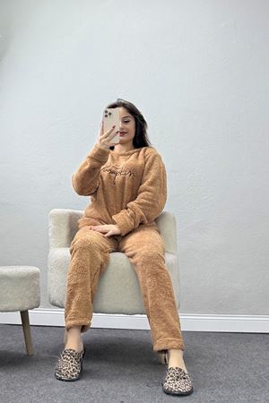 Peluş Polar Pijama Takımı Sütlükahve1 - 50767.1961.
