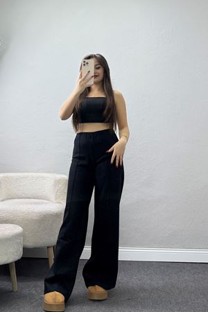 Selanik Kumaş Çımalı Pantolon Siyah - 51035.1254.